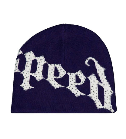 Godspeed Forever OG Logo Studded Beanie Navy/White