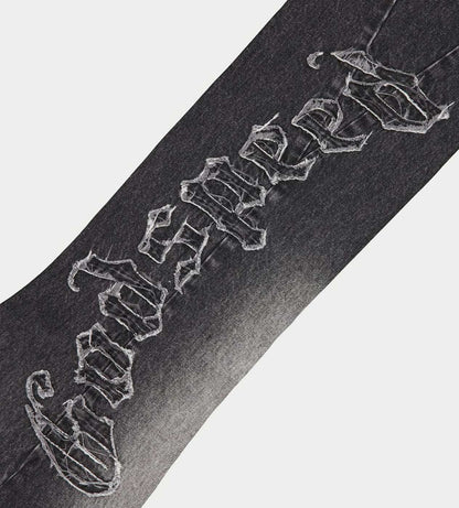 Godspeed OG Logo Flared Denim Stitched Grey Wash