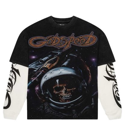 Godspeed Space Traveler Layered Tee Black